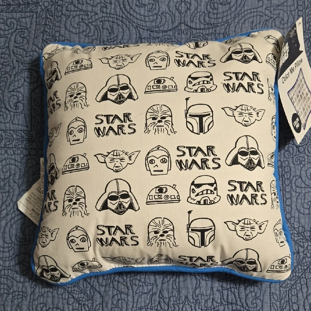 Star Wars Color Me Pillow (Markers Not Included) 13 X 13 Inches NWT